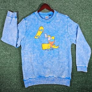 The Simpsons Retro Acid Wash Bart Headplant Skateboarding Sweatshirt / Mens XL